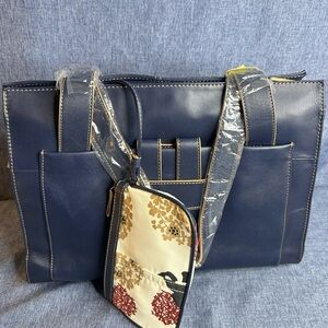 Franklin covey leather tote  Navy Blue Women's Bag- brand new